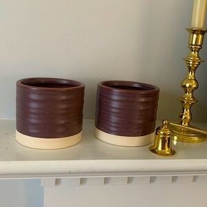 Set of two Threshold‎ Bathroom Ceramic Canisters plum purple two tones
